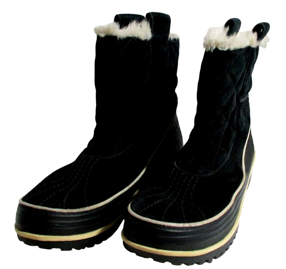 Sorel Women's Black Suede Ankle Winter Boots Size 8 READ